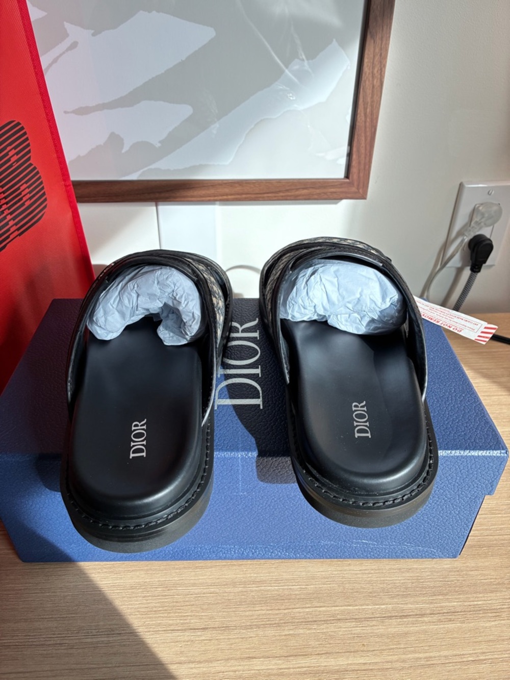 Authentic Dior Aqua beige black slide sandals - Picture 6 of 7